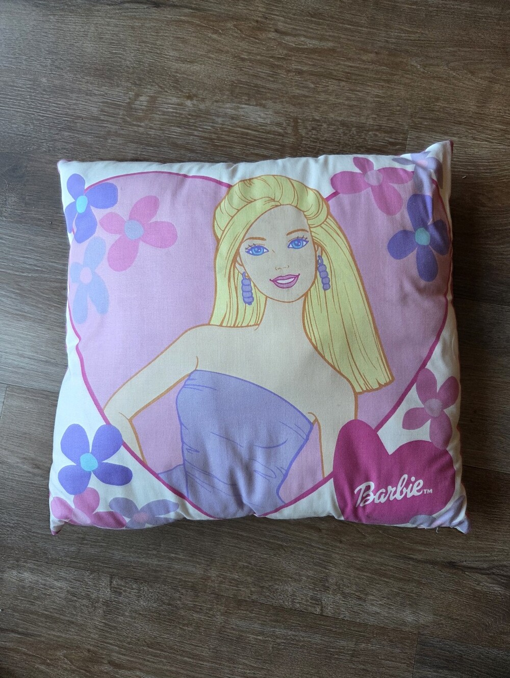 Vintage 90s Y2K Blonde Barbie Pink & Purple Decorative Throw Pillow